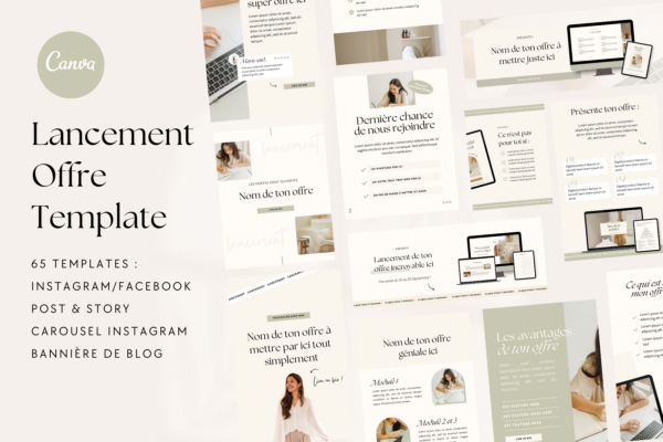 template marketing social réseaux instagram freebie leadmagnet communication minimaliste moderne coach entrepreneure